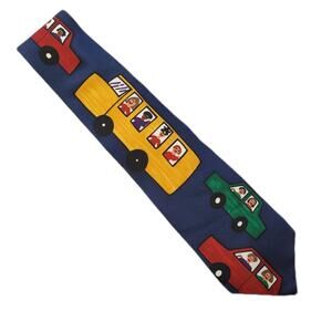 Navy School Bus Silk Save the Children Tie Bus Driver Gift